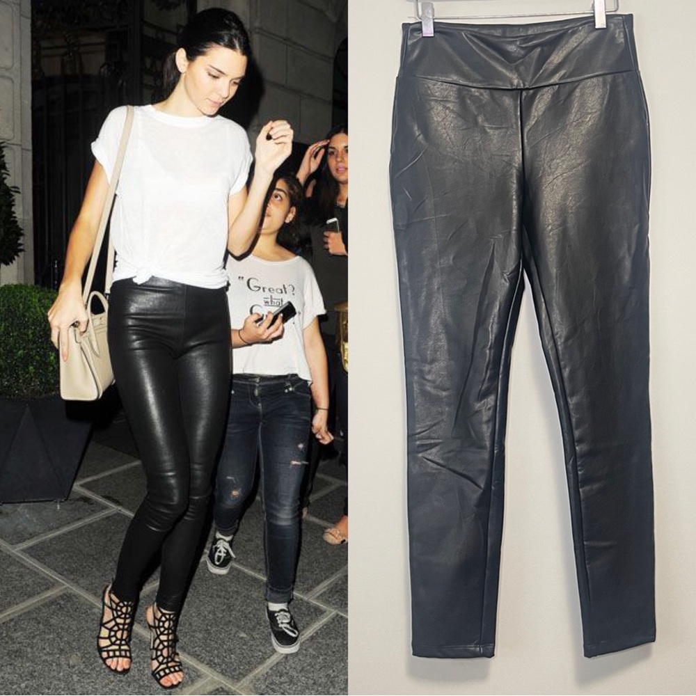 NWT Kendall & Kylie Black Faux Leather Leggings Size Medium